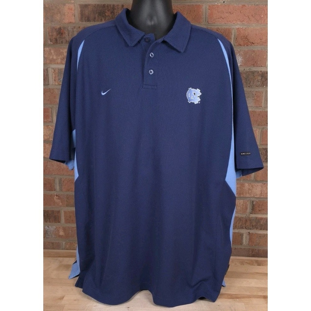 Nike 2004 Y2K North Carolina Tar Heels Blue Mesh Team Basketball Polo Shirt 3XL